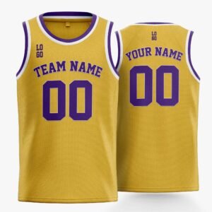 Custom Basketball Jersey Yellow White and Purple - Design Your Own