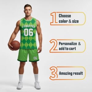 Custom St. Patrick's Day Basketball Jersey Emerald Argyle - Design Your Own - Image 4