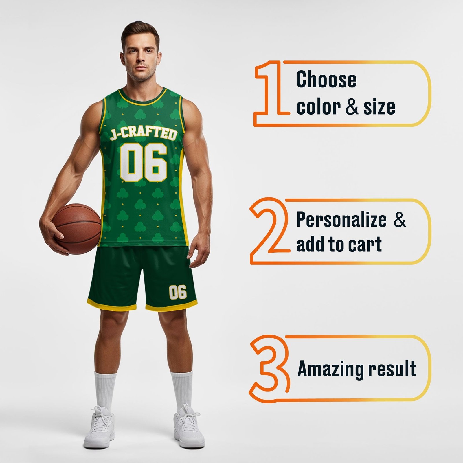 Custom St. Patrick's Day Basketball Jersey Classic Shamrock - Design Your Own - Image 4