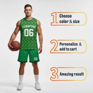 Custom St. Patrick's Day Basketball Jersey Dark Shamrock - Design Your Own - Image 4