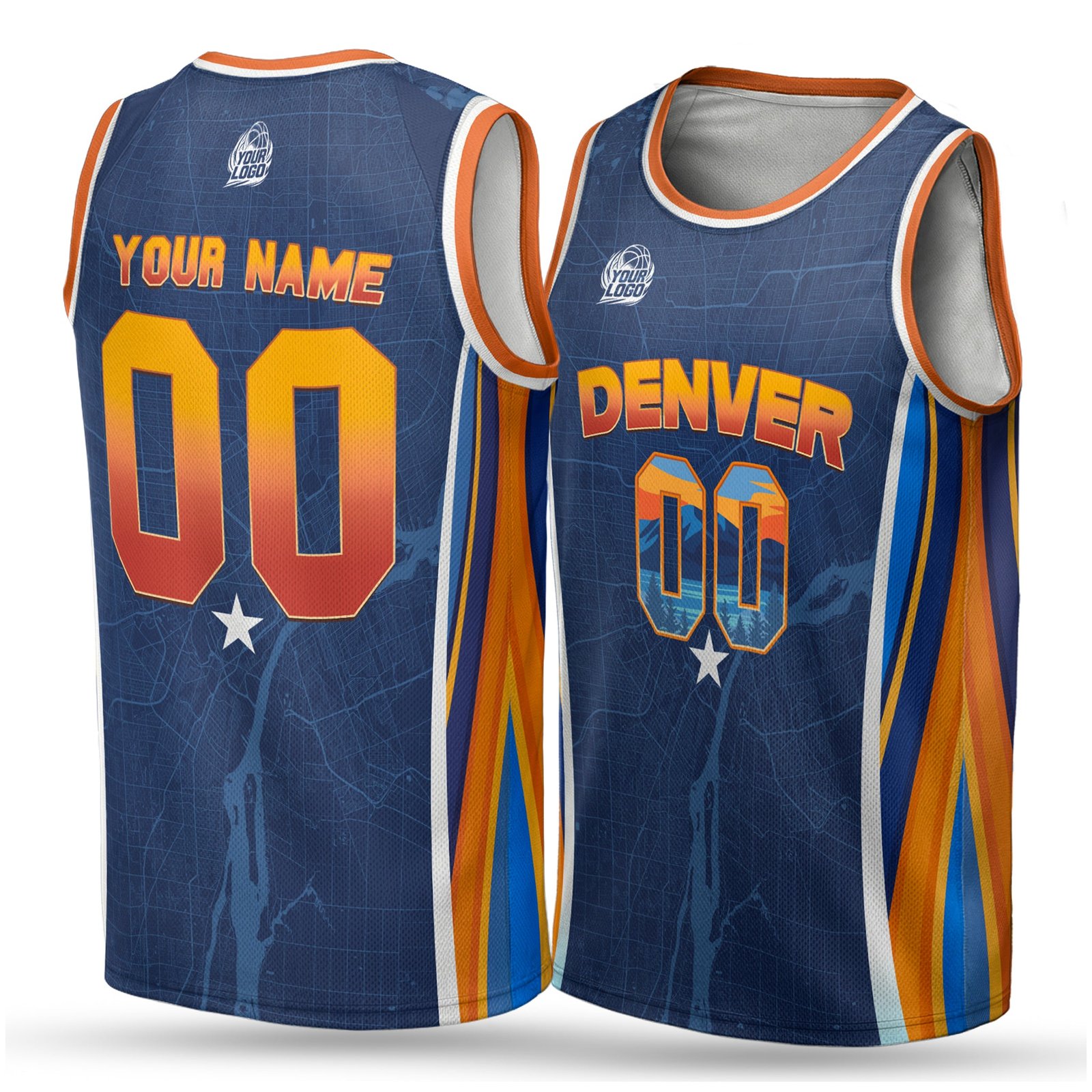 Custom City Basketball Jersey Denver Design - Add Your Name and Number - Image 2