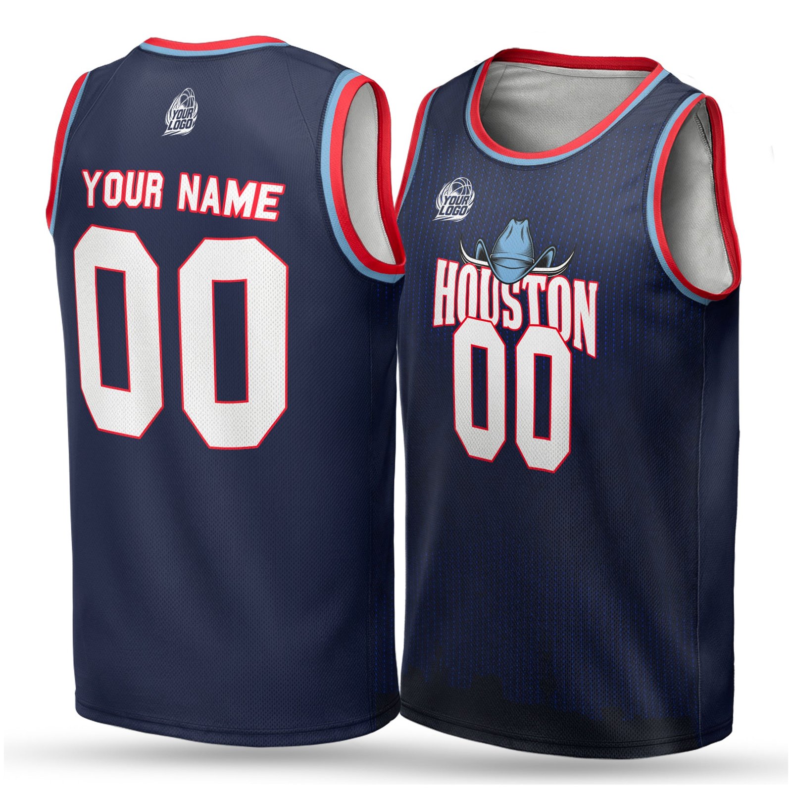 Custom City Basketball Jersey Houston Design - Add Your Name and Number - Image 2