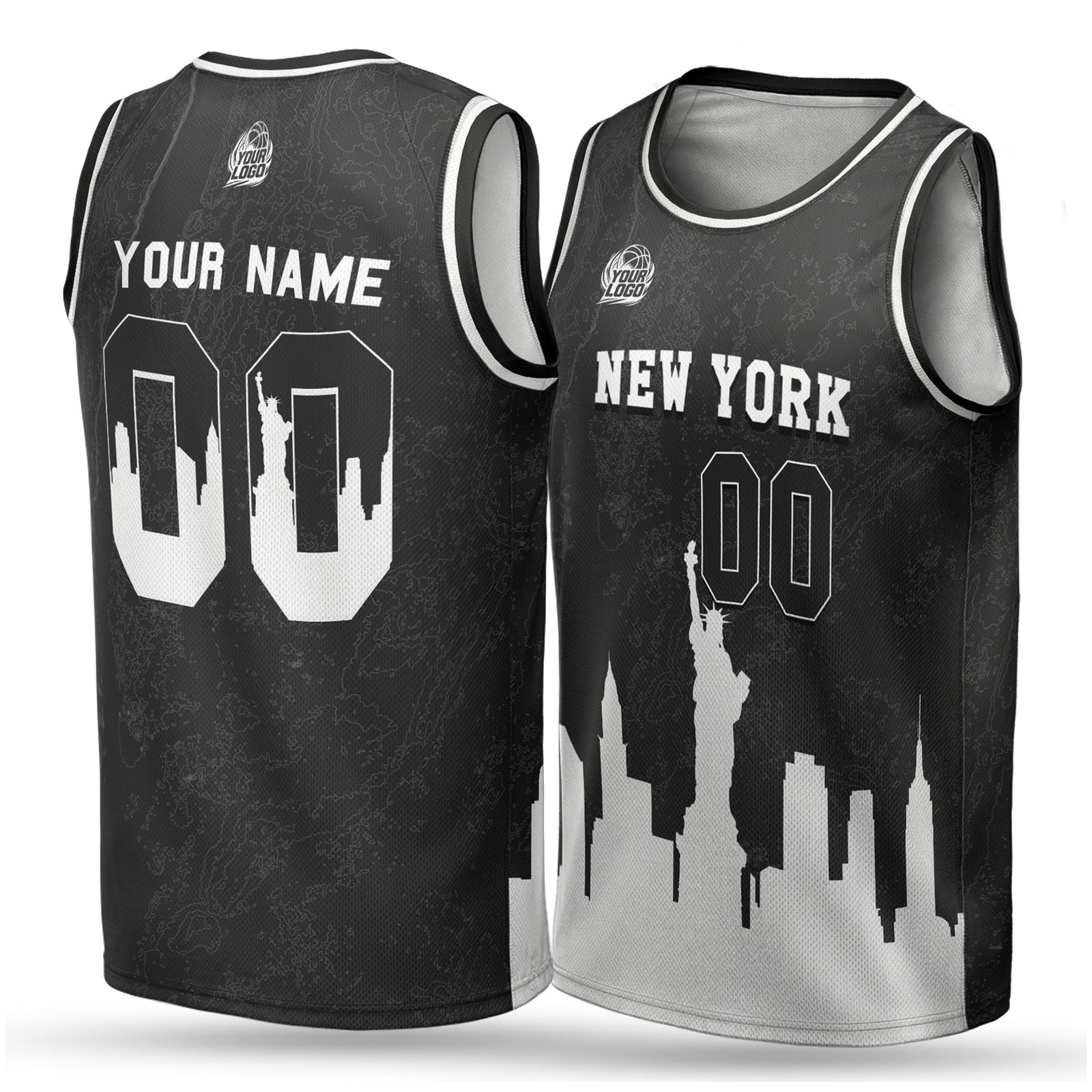 Custom City Basketball Jersey New York Grey Design - Add Your Name and Number - Image 2