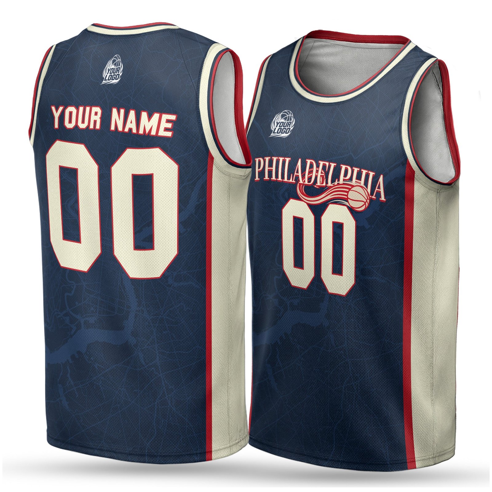 Custom City Basketball Jersey Philadelphia Design - Add Your Name and Number - Image 2