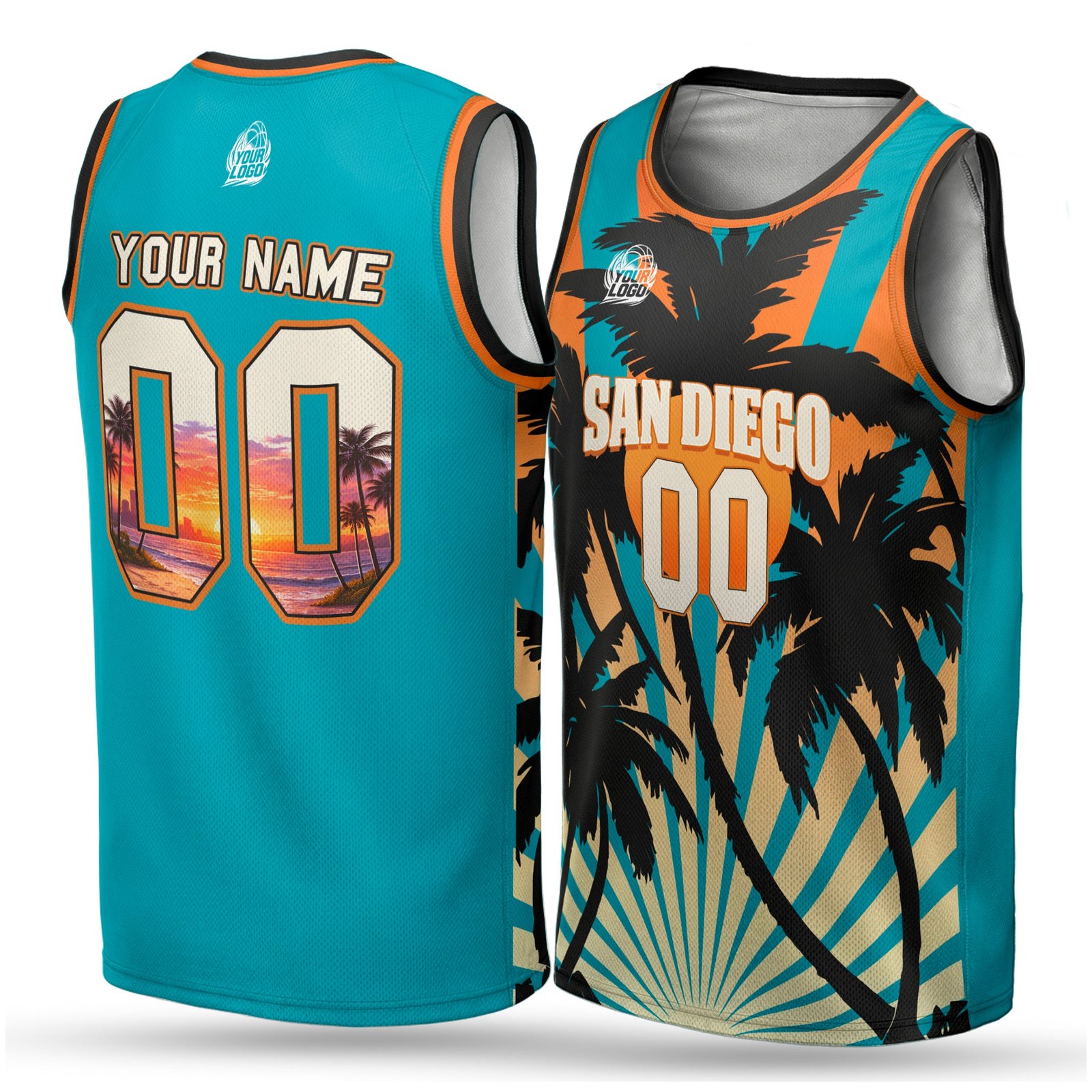 Custom City Basketball Jersey San Diego Design - Add Your Name and Number - Image 2