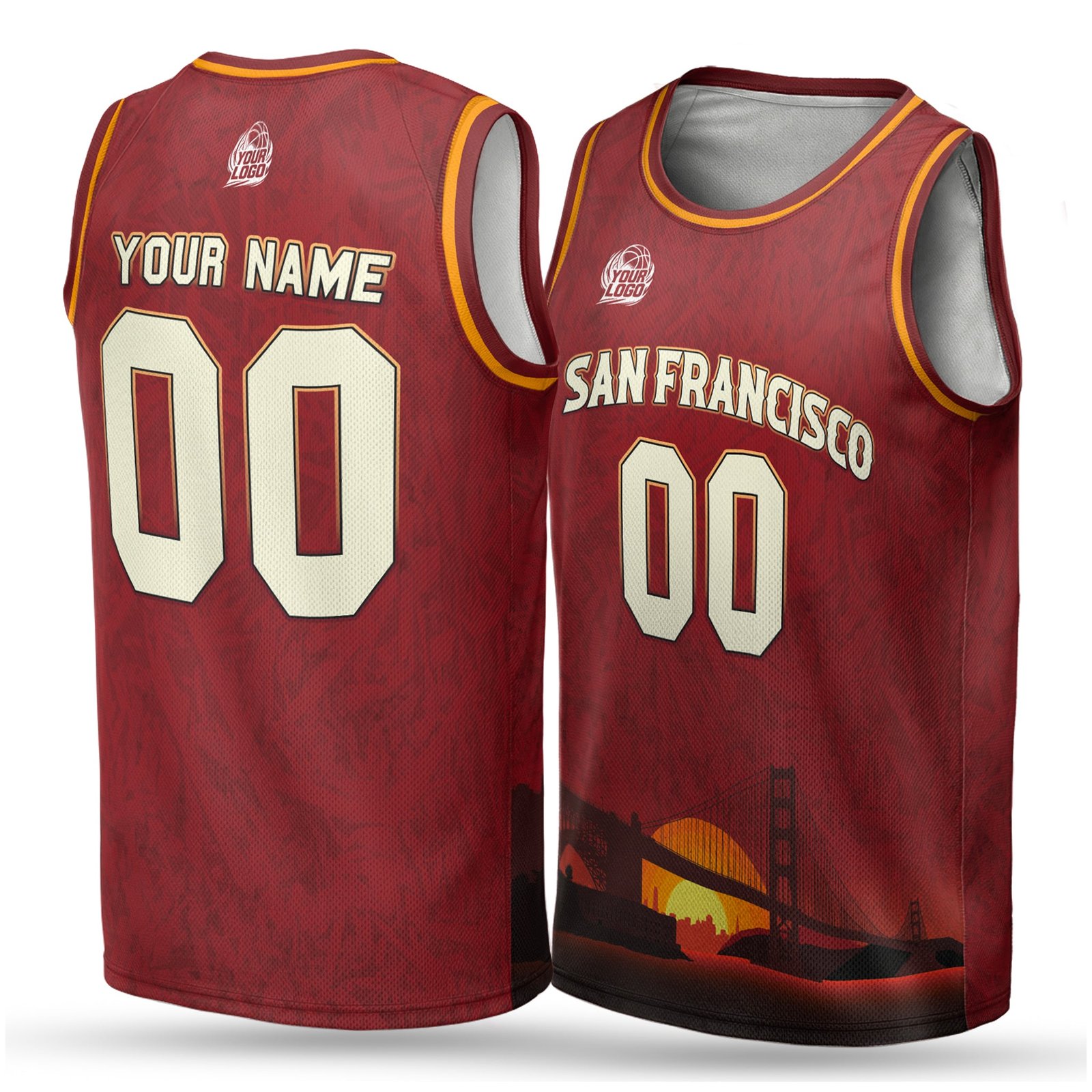 Custom City Basketball Jersey San Francisco Design - Add Your Name and Number - Image 2