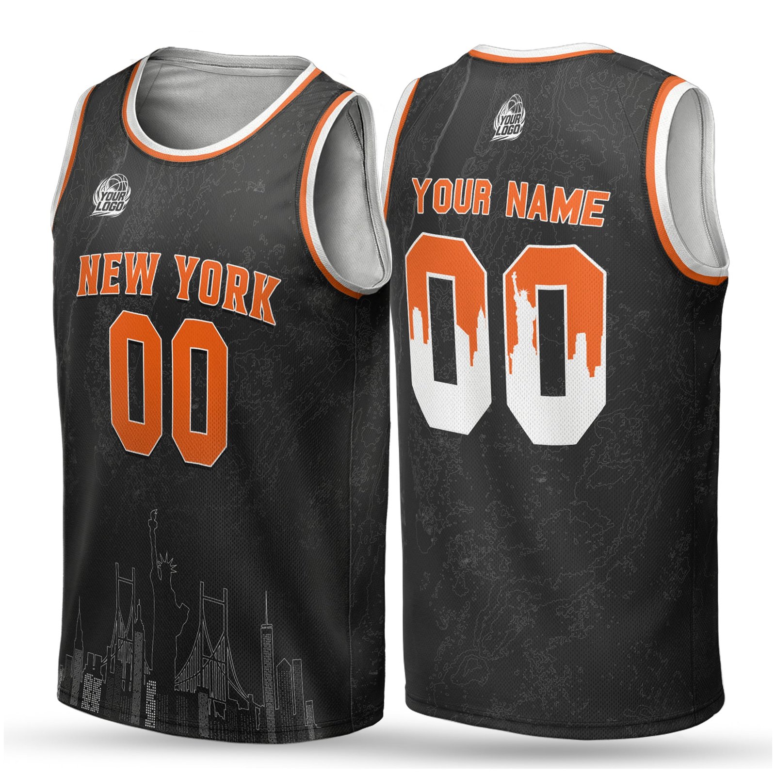 Custom City Basketball Jersey New York Orange Design - Add Your Name and Number
