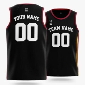 Alternative view of Custom Basketball Jersey Black Maroon Gold and White - Design Your Own