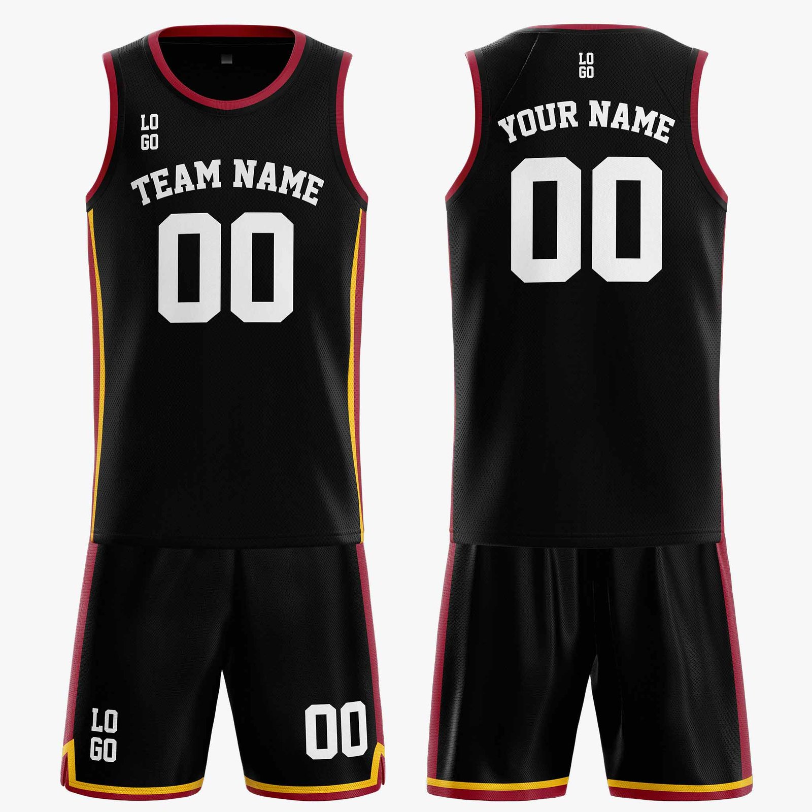 Custom Basketball Jersey Black Maroon Gold and White - Design Your Own - Image 3