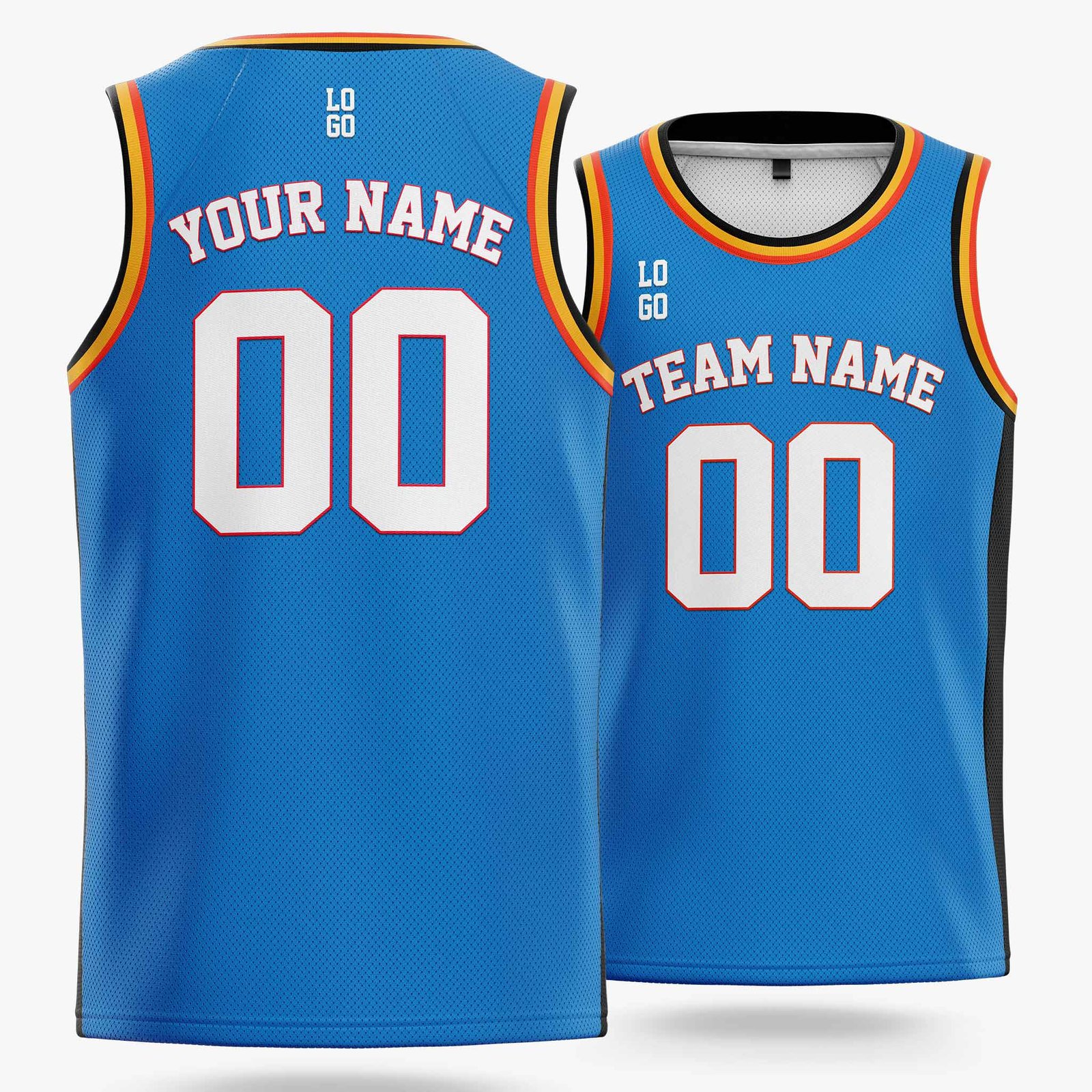 Custom Basketball Jersey Blue Black Gold and White - Design Your Own - Image 2