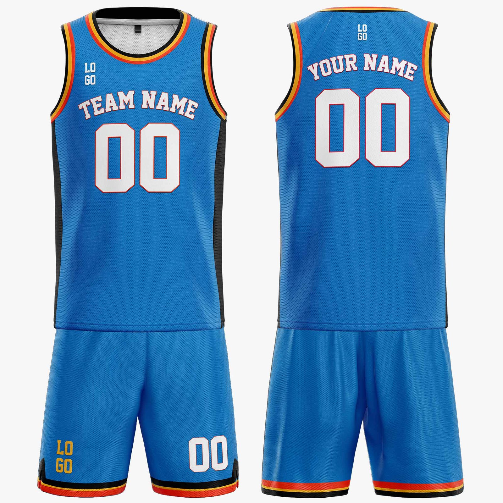 Custom Basketball Jersey Blue Black Gold and White - Design Your Own - Image 3