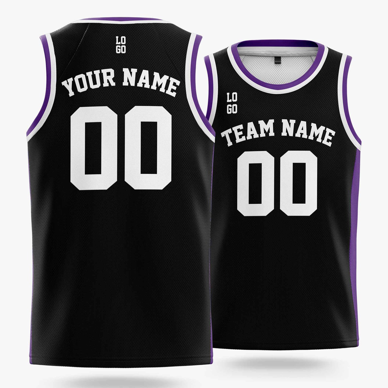 Custom Basketball Jersey Black Purple and White - Design Your Own - Image 2