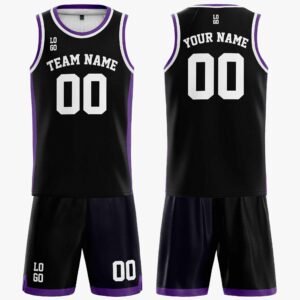 Custom Basketball Jersey Black Purple and White - Design Your Own - Image 3