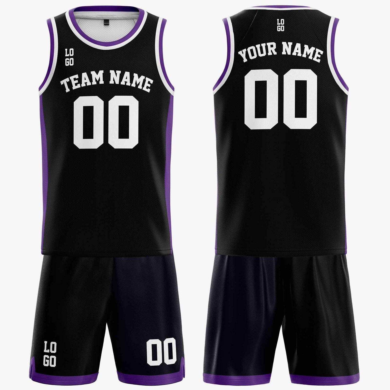 Custom Basketball Jersey Black Purple and White - Design Your Own - Image 3