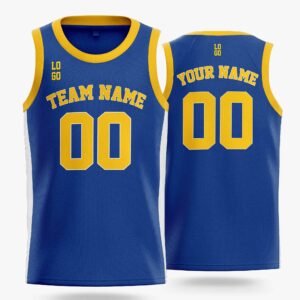 Custom Basketball Jersey Cobalt White and Yellow - Design Your Own