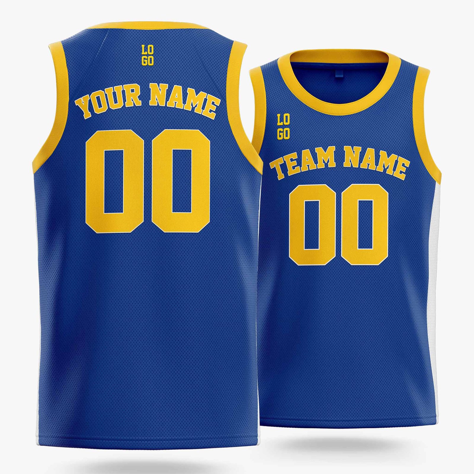 Custom Basketball Jersey Cobalt White and Yellow - Design Your Own - Image 2