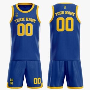 Custom Basketball Jersey Cobalt White and Yellow - Design Your Own - Image 3