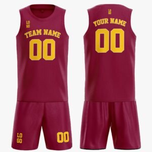 Custom Basketball Jersey Wine and Gold - Design Your Own - Image 3