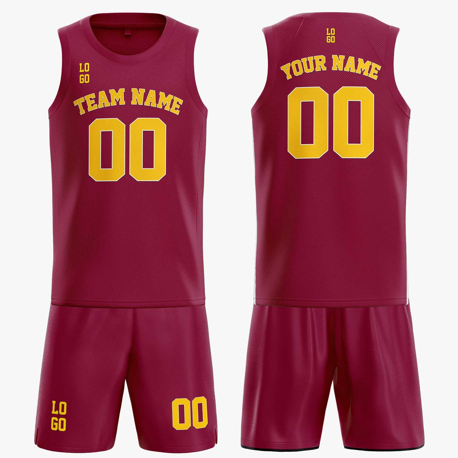 Custom Basketball Jersey Wine and Gold - Design Your Own - Image 3