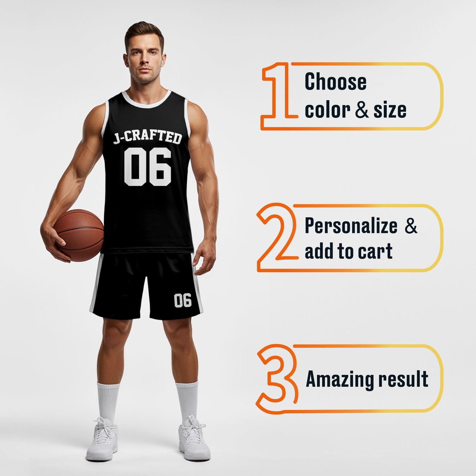 Custom Basketball Jersey Black and White - Design Your Own - Image 4