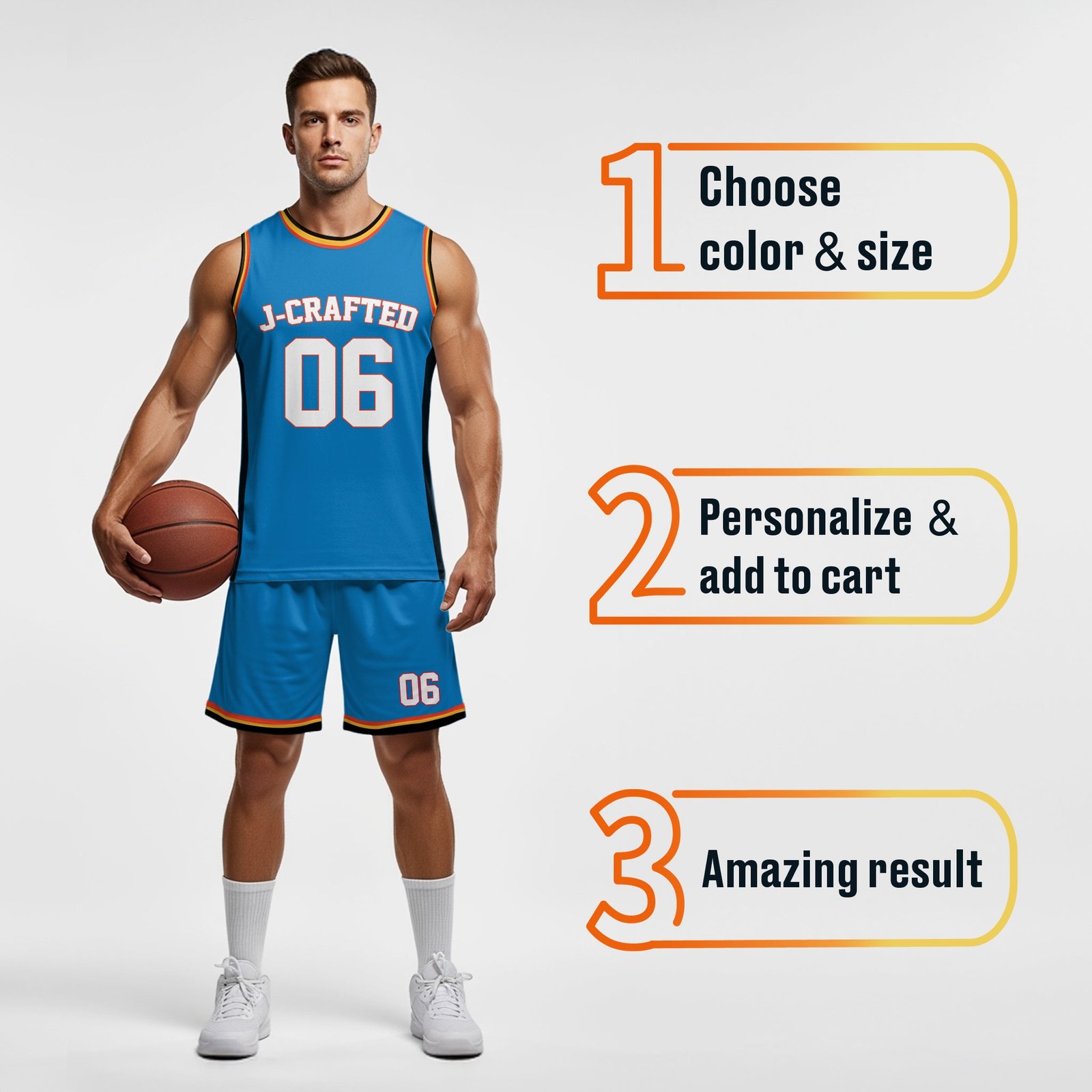 Custom Basketball Jersey Blue Black Gold and White - Design Your Own - Image 4