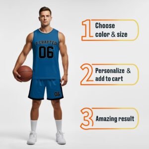 Custom Basketball Jersey Dark Blue Silver and Black - Design Your Own - Image 4
