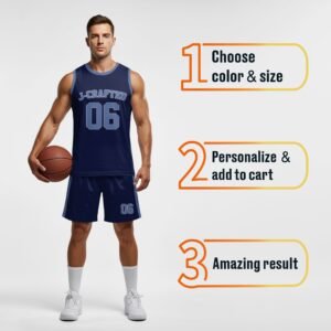 Custom Basketball Jersey Dark Navy and Wedgewood - Design Your Own - Image 4
