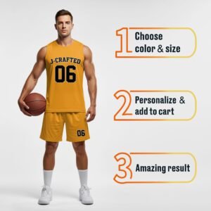 Custom Basketball Jersey Gold and Black - Design Your Own - Image 4