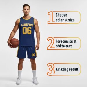 Custom Basketball Jersey Navy and Yellow - Design Your Own - Image 4