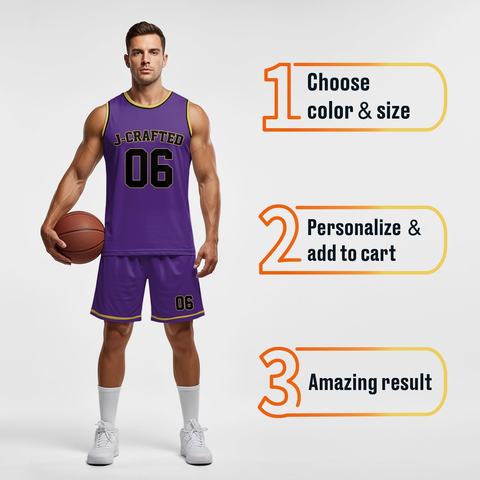 Custom Basketball Jersey Purple Yellow and Black - Design Your Own - Image 4