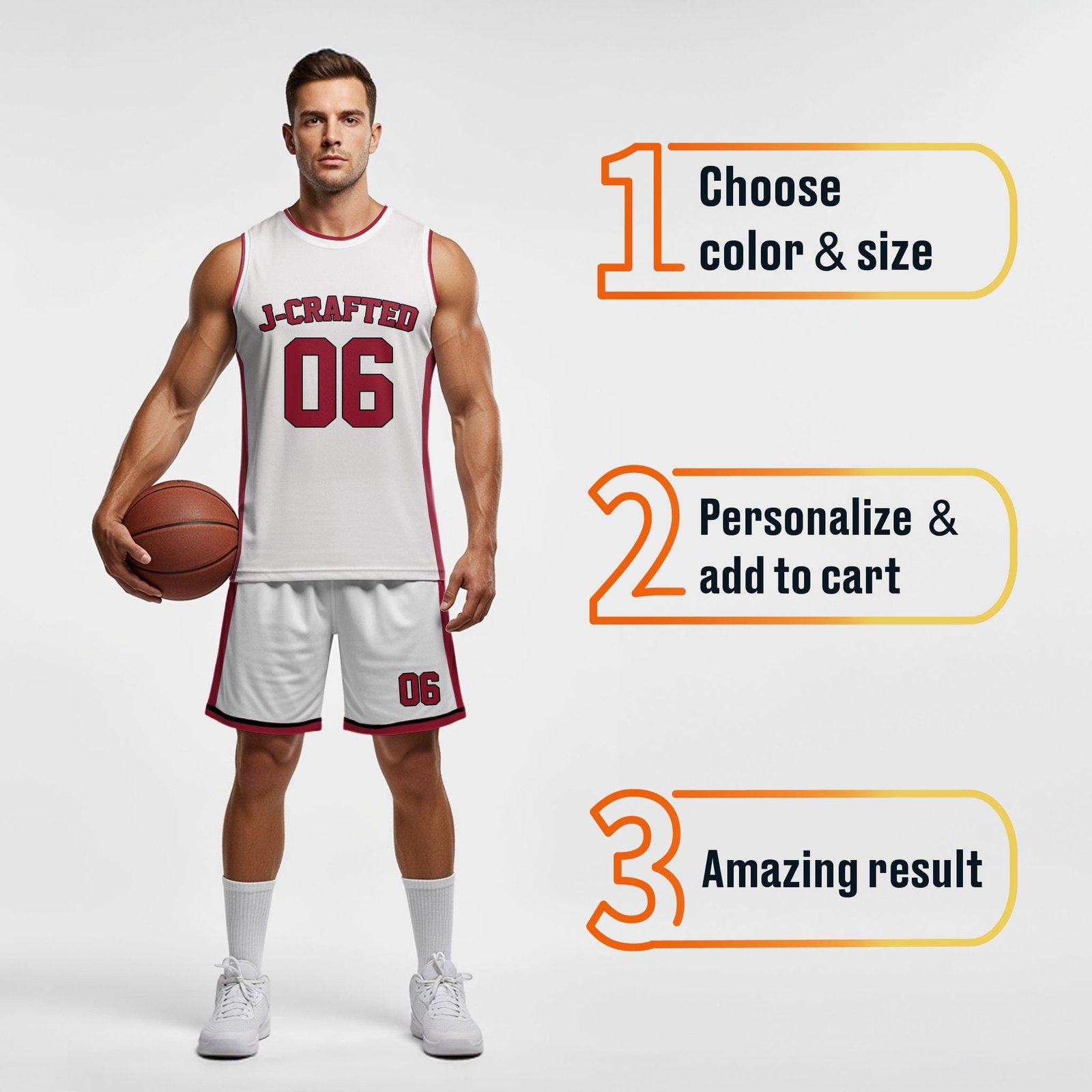 Custom Basketball Jersey White Black and Maroon - Design Your Own - Image 4