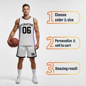 Custom Basketball Jersey White Purple and Black - Design Your Own - Image 4