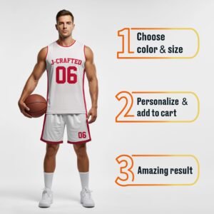 Custom Basketball Jersey White and Cardinal - Design Your Own - Image 4