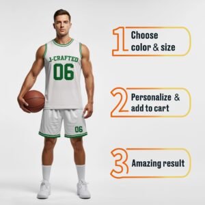 Custom Basketball Jersey White and Green - Design Your Own - Image 4