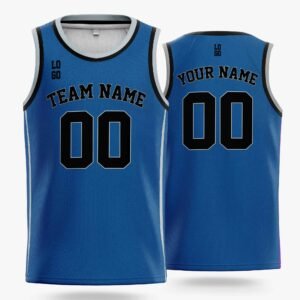 Custom Basketball Jersey Dark Blue Silver and Black - Design Your Own