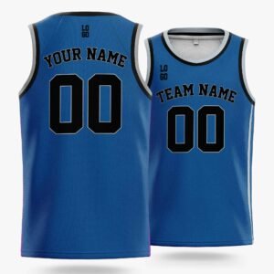 Alternative view of Custom Basketball Jersey Dark Blue Silver and Black - Design Your Own