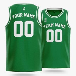 Alternative view of Custom Basketball Jersey Green and White - Design Your Own
