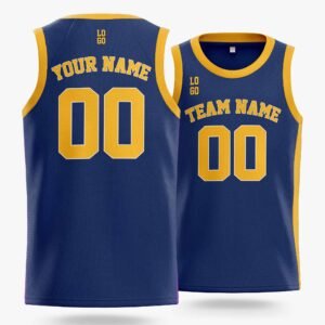 Alternative view of Custom Basketball Jersey Navy and Yellow - Design Your Own