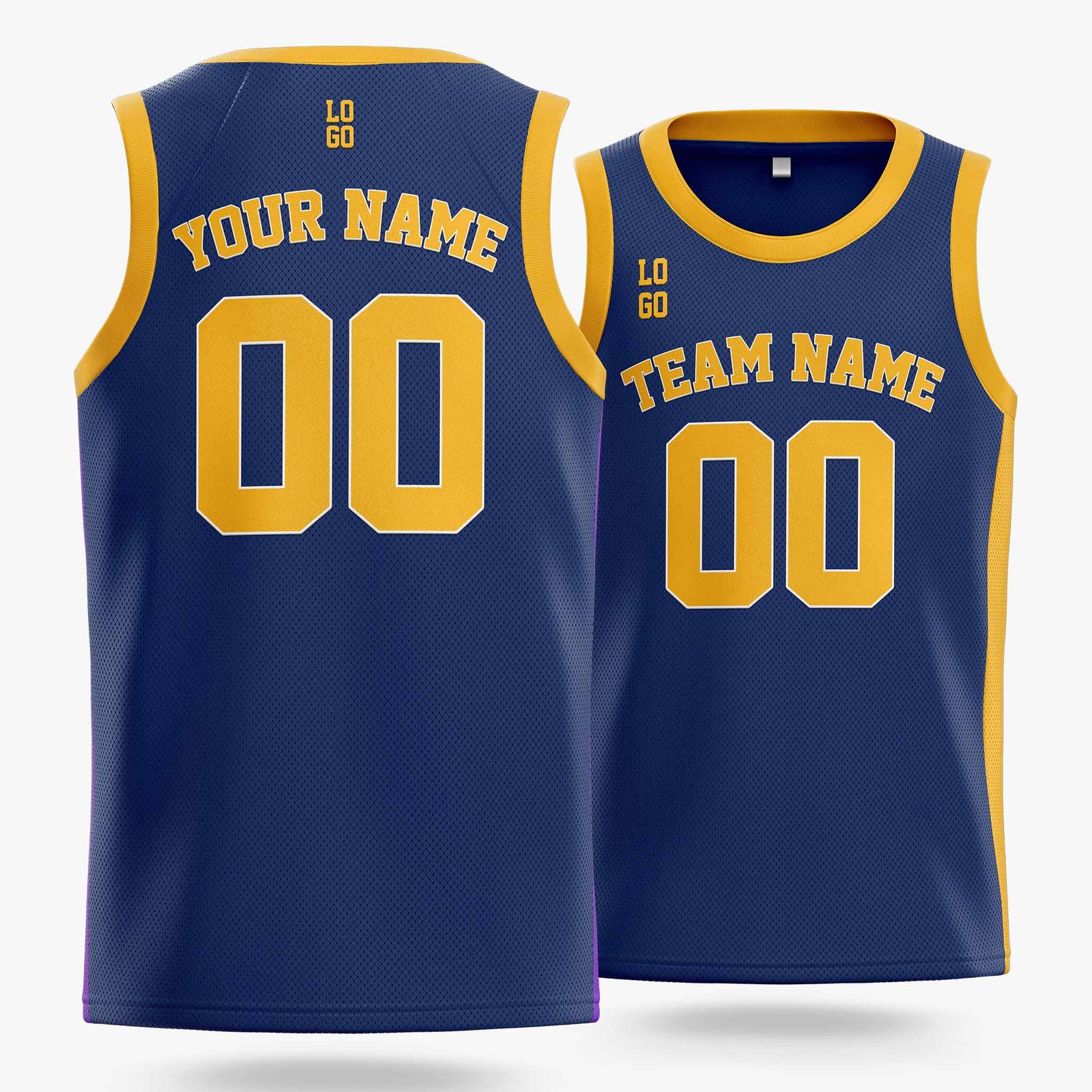 Custom Basketball Jersey Navy and Yellow - Design Your Own - Image 2