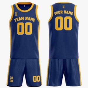 Custom Basketball Jersey Navy and Yellow - Design Your Own - Image 3