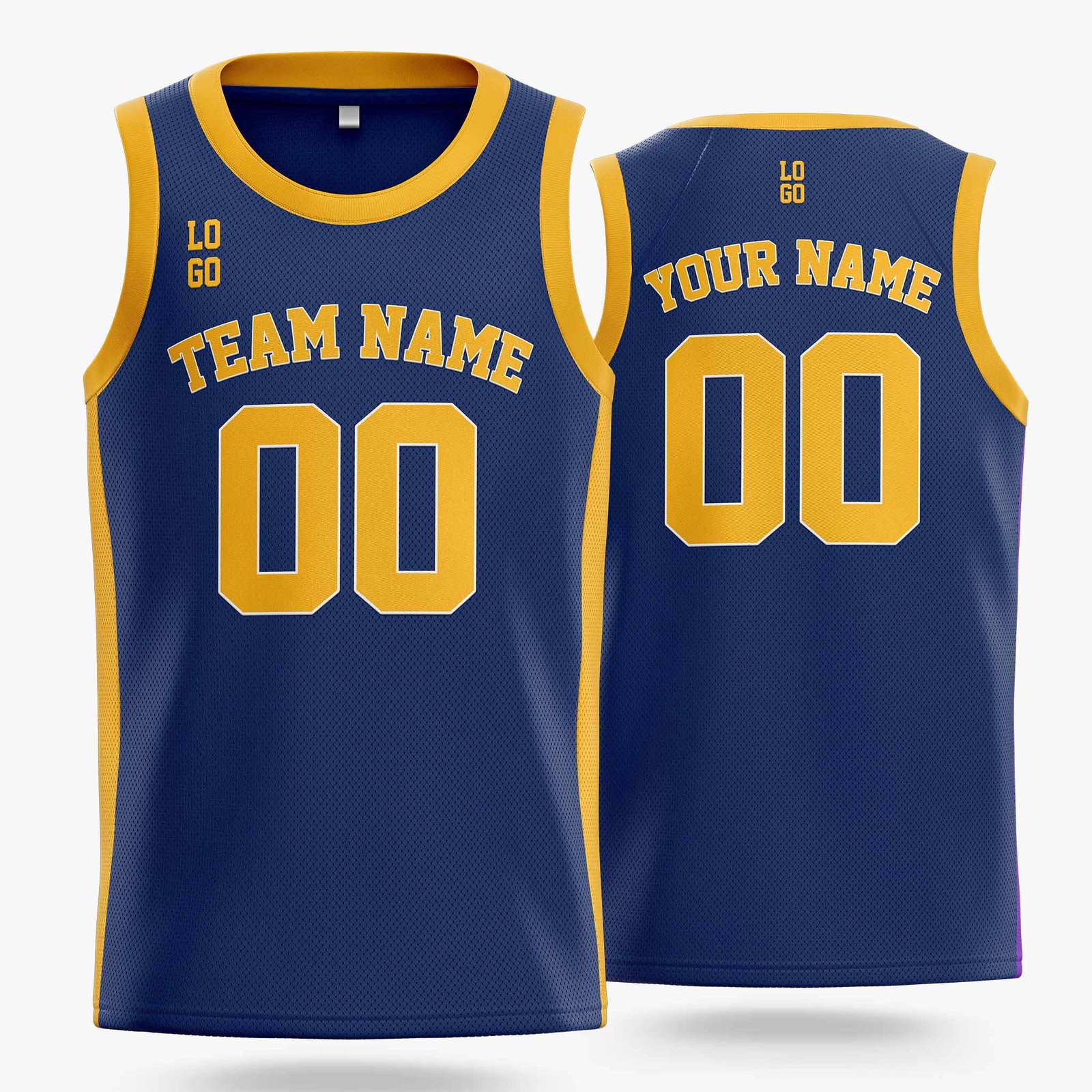 Custom Basketball Jersey Navy and Yellow - Design Your Own