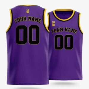 Alternative view of Custom Basketball Jersey Purple Yellow and Black - Design Your Own