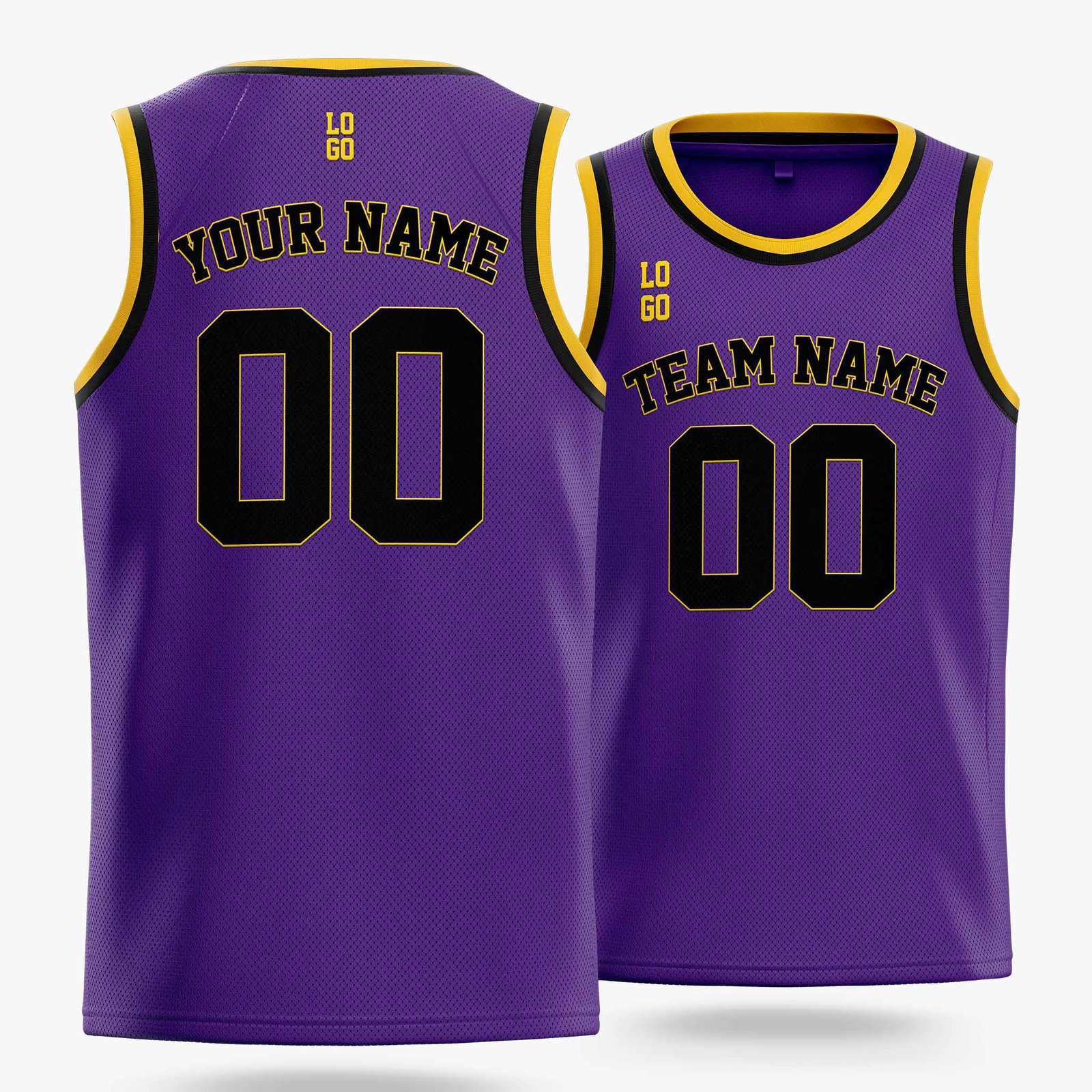 Custom Basketball Jersey Purple Yellow and Black - Design Your Own - Image 2