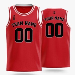 Custom Basketball Jersey Red White and Black - Design Your Own