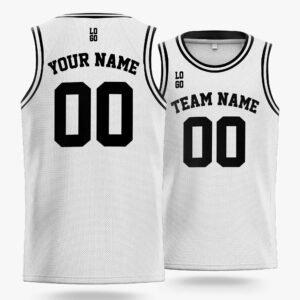 Alternative view of Custom Basketball Jersey White and Black - Design Your Own