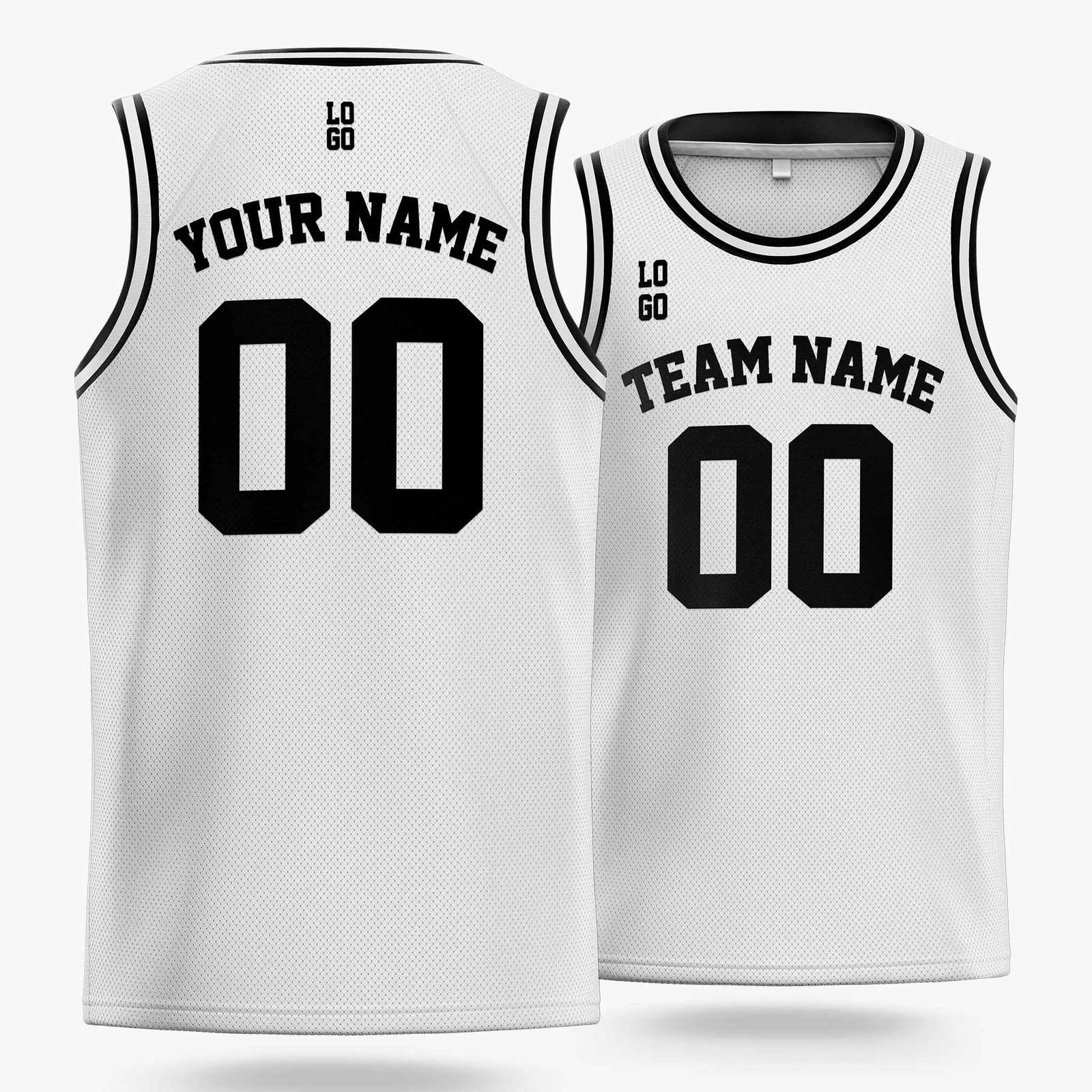 Custom Basketball Jersey White and Black - Design Your Own - Image 2