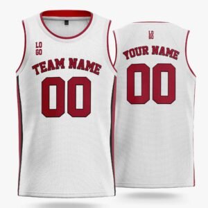 Custom Basketball Jersey White Black and Maroon - Design Your Own