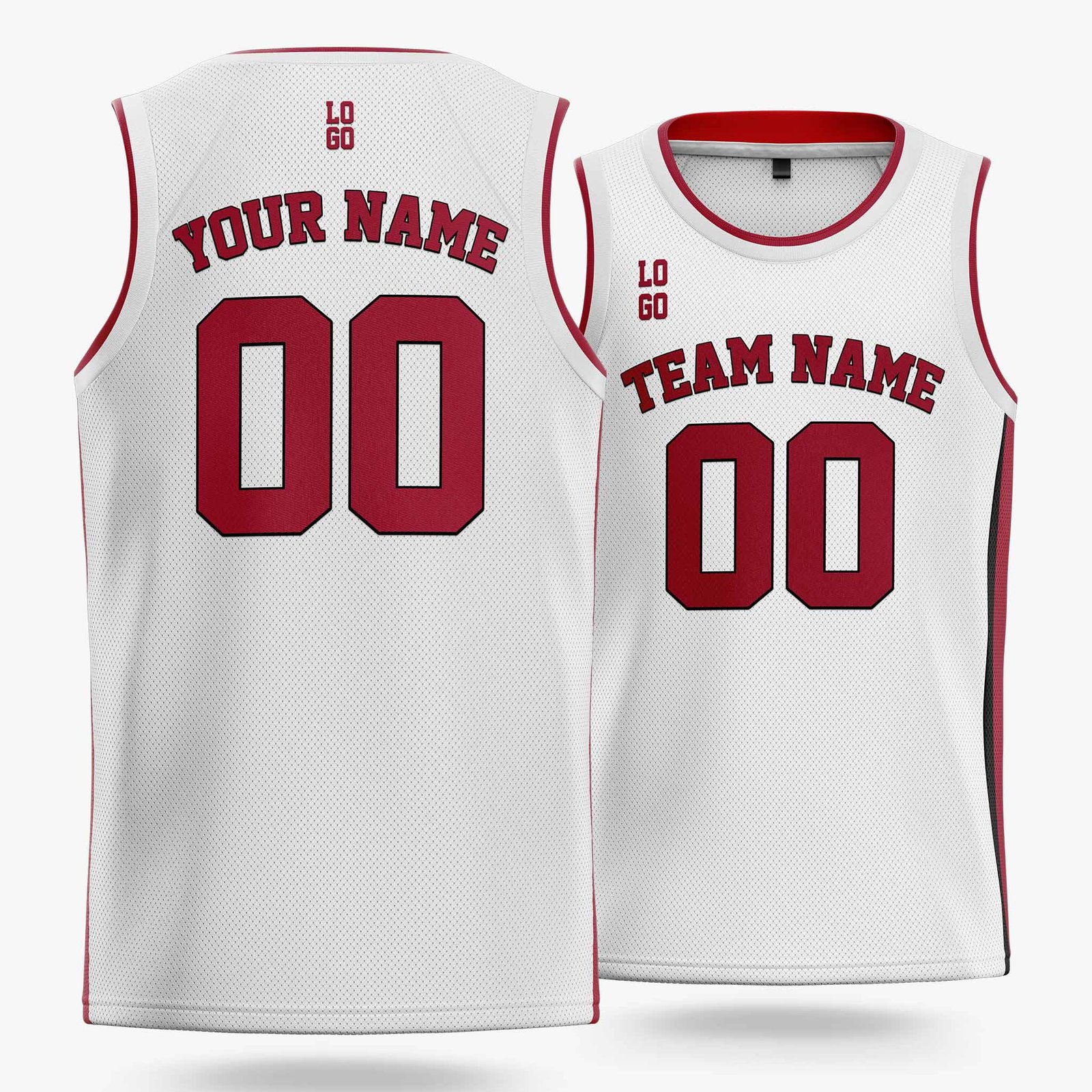 Custom Basketball Jersey White Black and Maroon - Design Your Own - Image 2