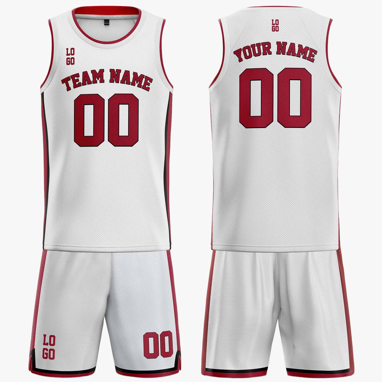 Custom Basketball Jersey White Black and Maroon - Design Your Own - Image 3
