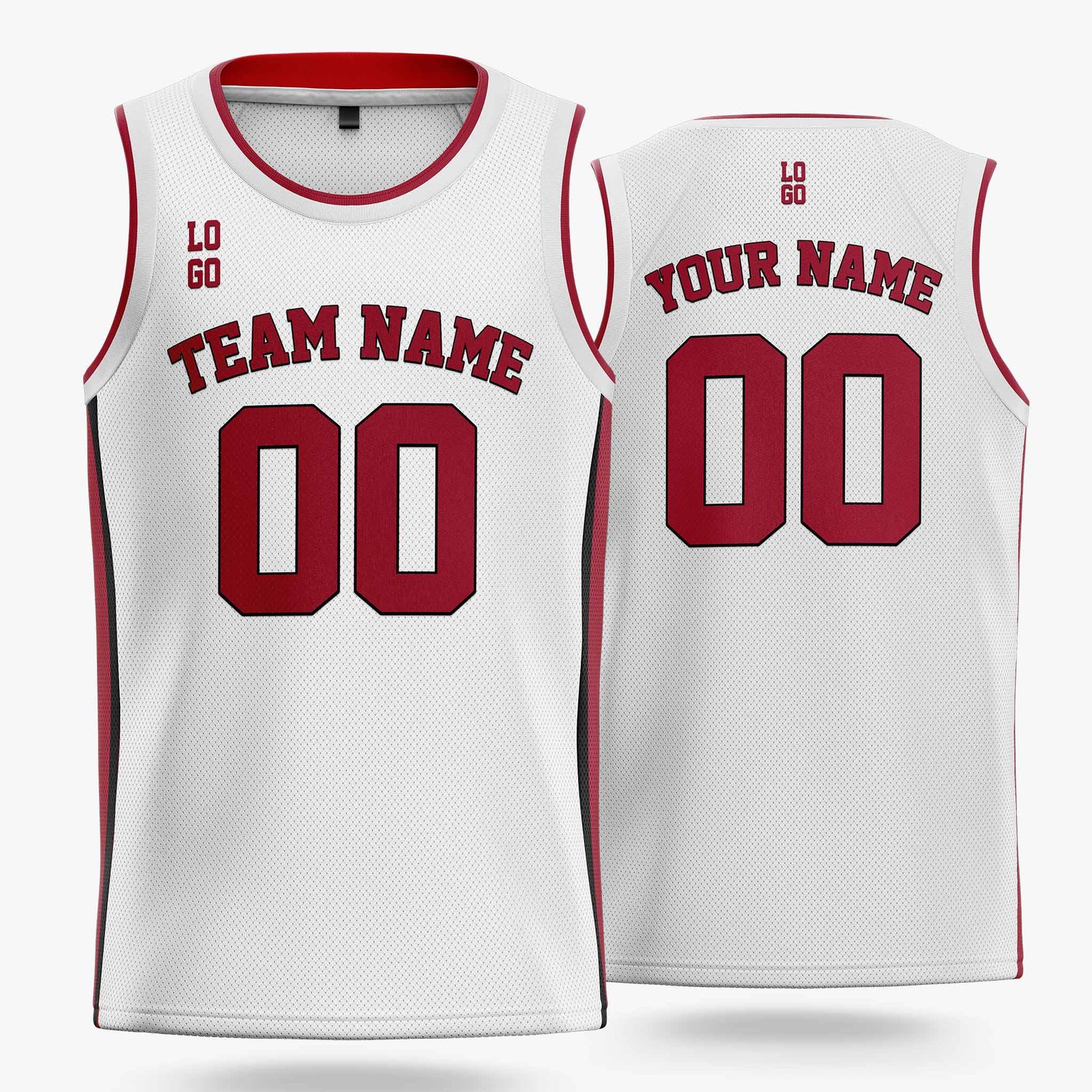 Custom Basketball Jersey White Black and Maroon - Design Your Own